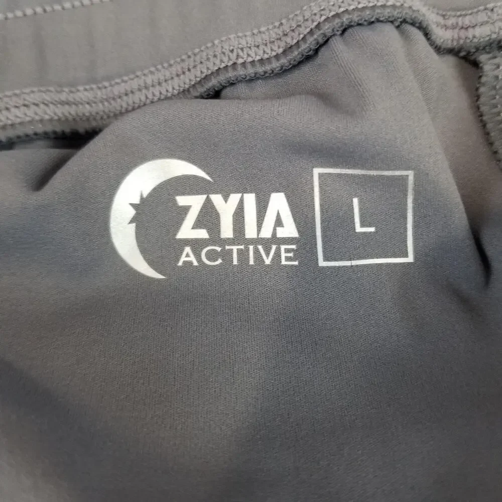 Zyia Active Jogger Pants Womens Large Gray Ankle Zipper Hem Stretch Athleisure